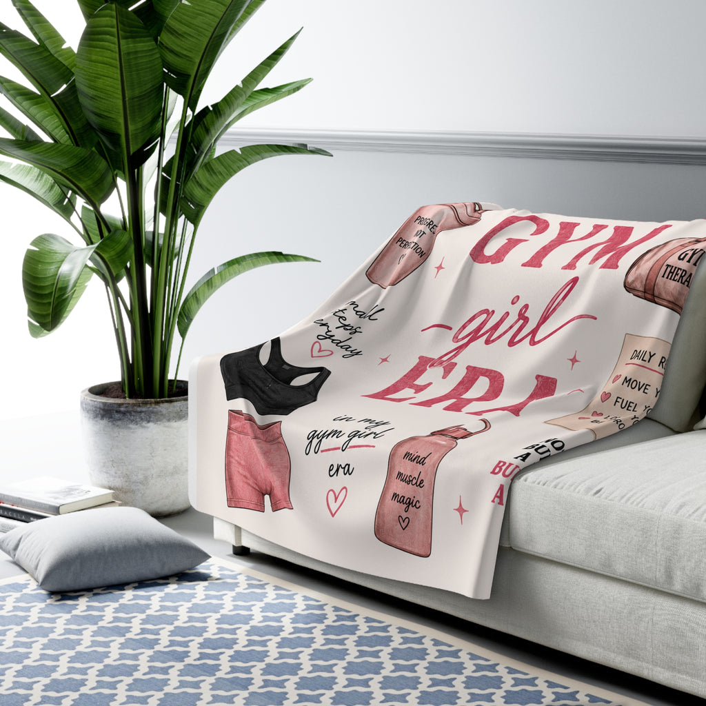 Gym Girl Era Sherpa Fleece Blanket — Motivational Fitness Throw