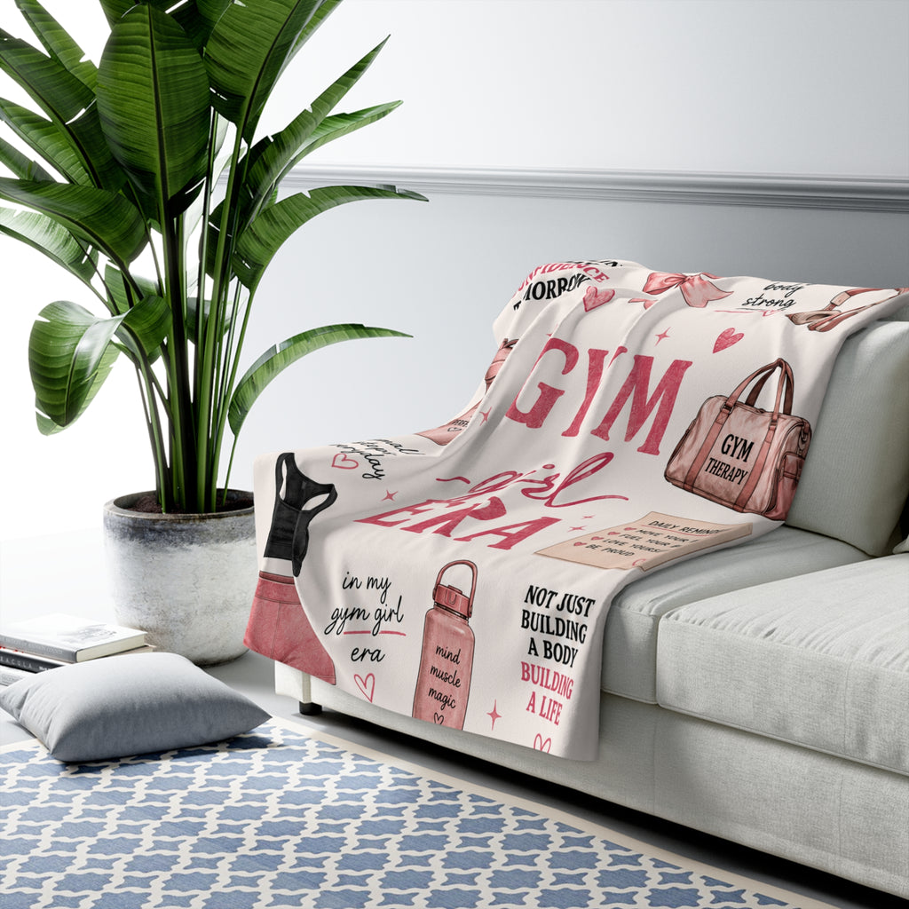 Gym Girl Era Sherpa Fleece Blanket — Motivational Fitness Throw