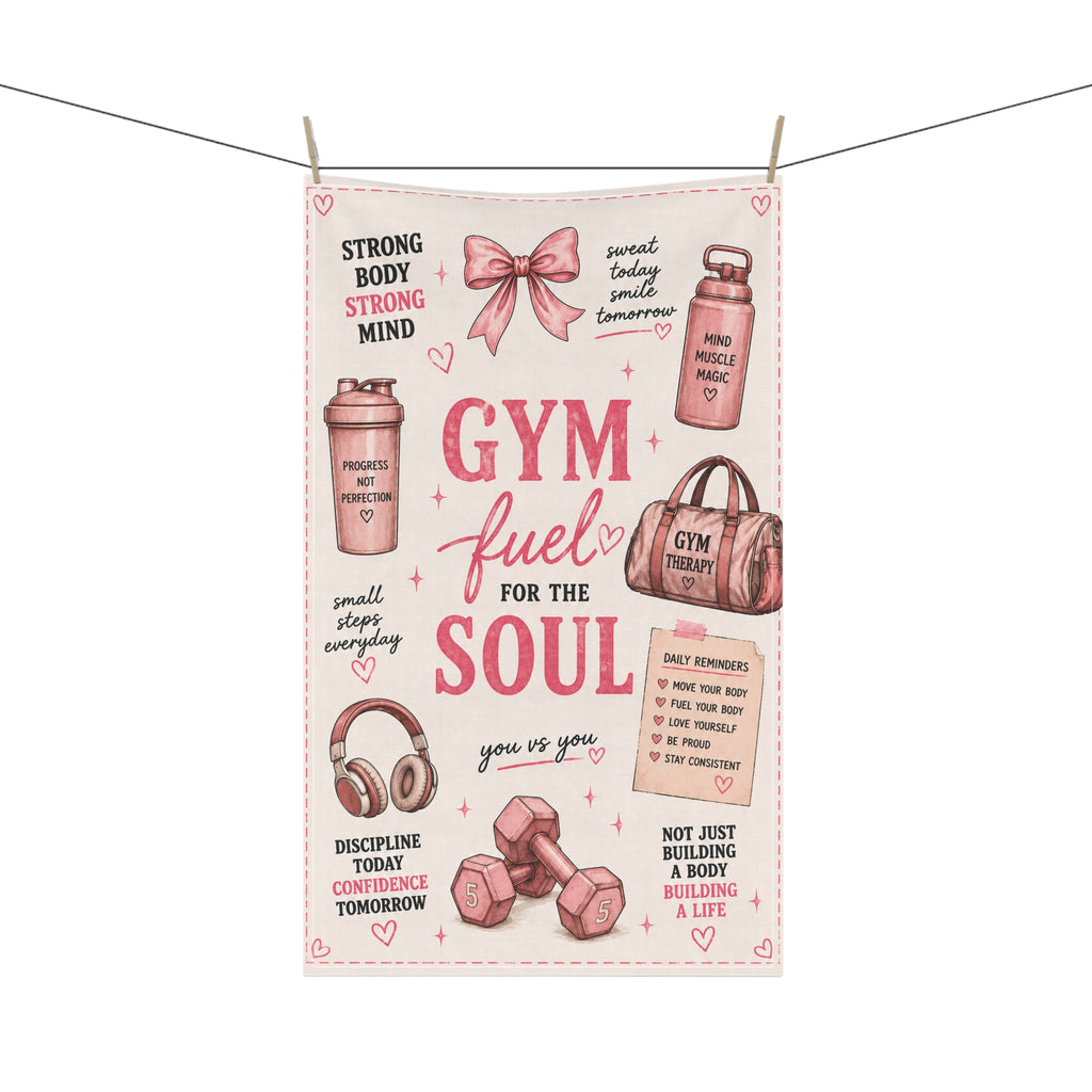 Gym Fuel for the Soul Cotton Tea Towel – Motivational Fitness Design