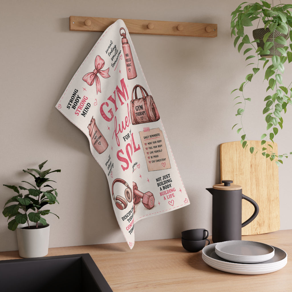 Gym Fuel for the Soul Cotton Tea Towel – Motivational Fitness Design