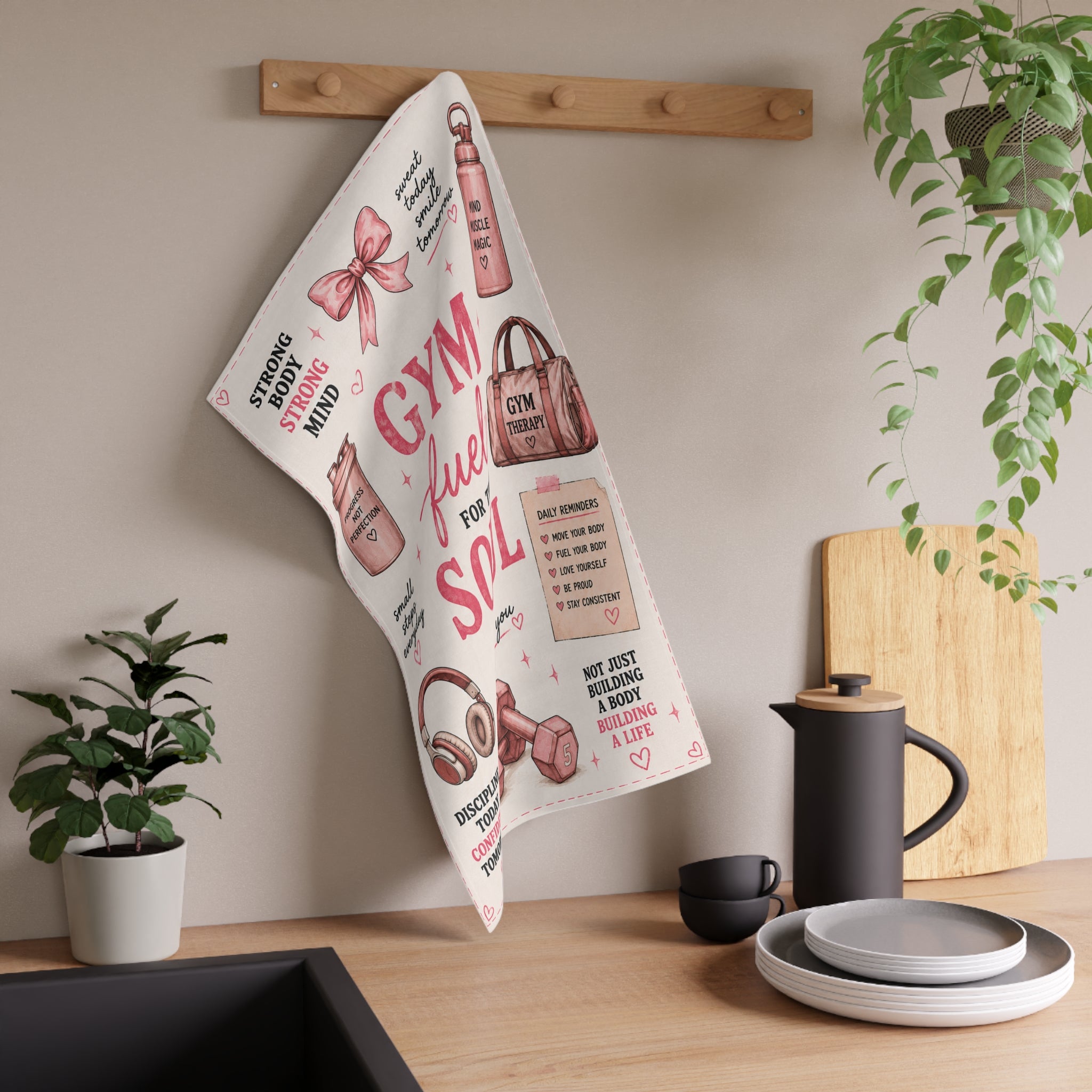 Gym Fuel for the Soul Cotton Tea Towel – Motivational Fitness Design