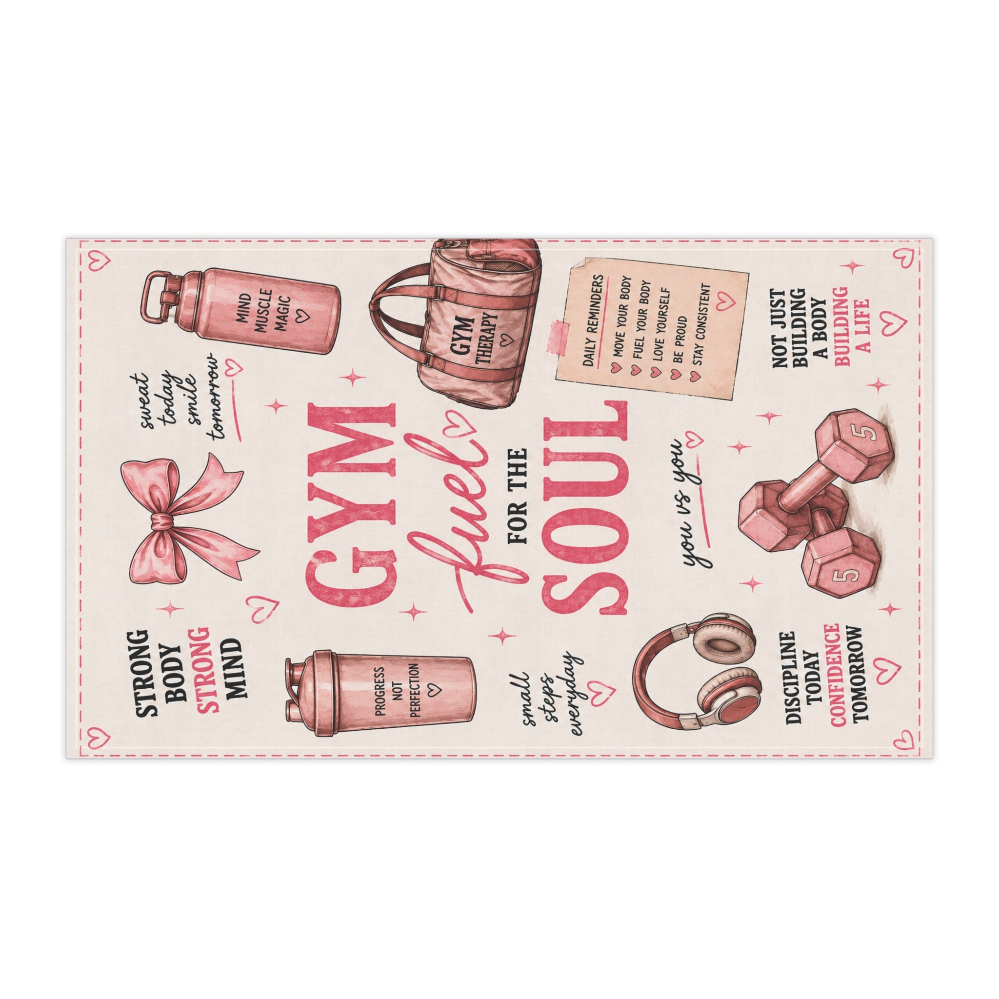 Gym Fuel for the Soul Cotton Tea Towel – Motivational Fitness Design