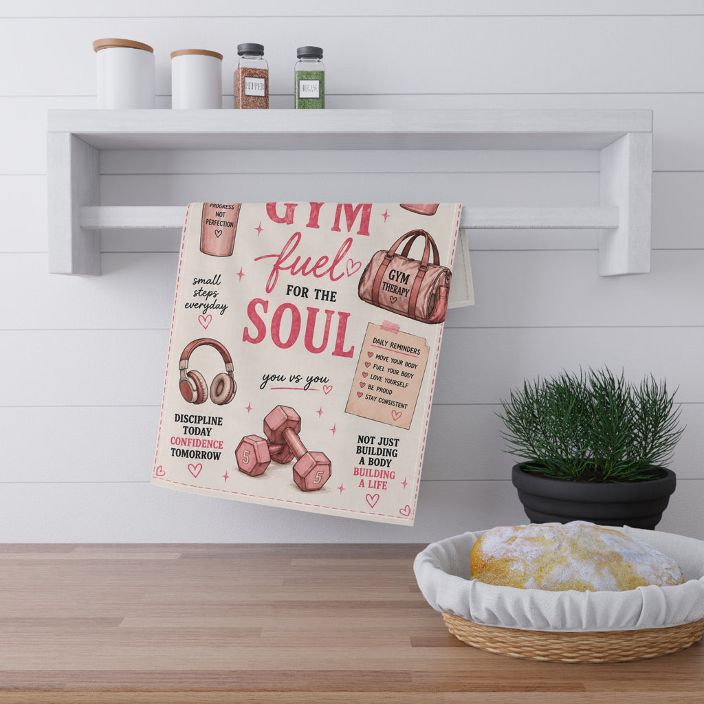 Gym Fuel for the Soul Cotton Tea Towel – Motivational Fitness Design