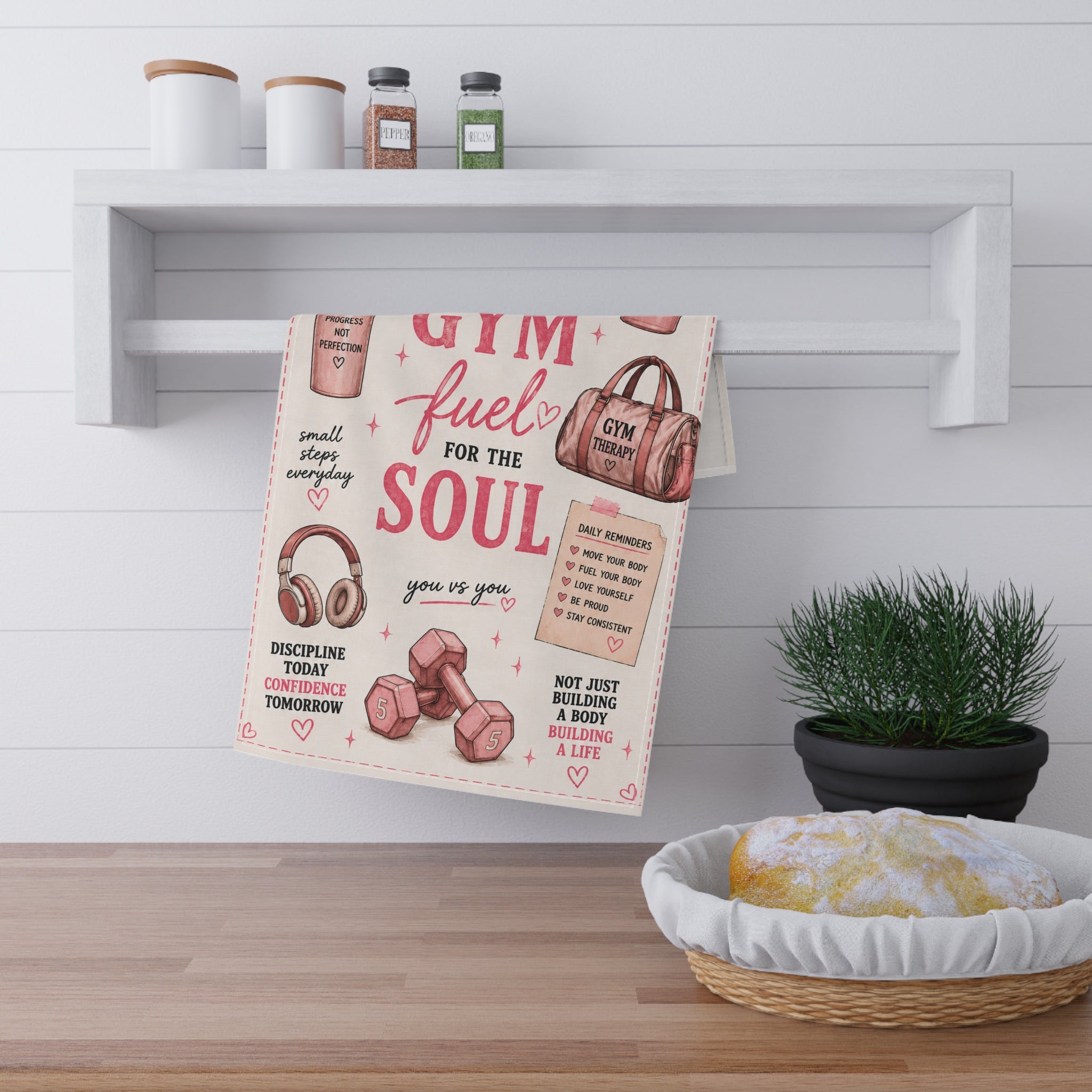 Gym Fuel for the Soul Cotton Tea Towel – Motivational Fitness Design