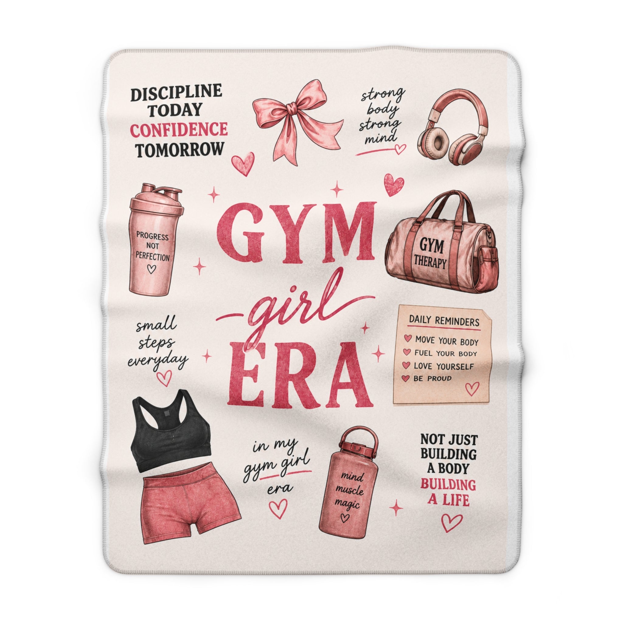 Gym Girl Era Sherpa Fleece Blanket — Motivational Fitness Throw