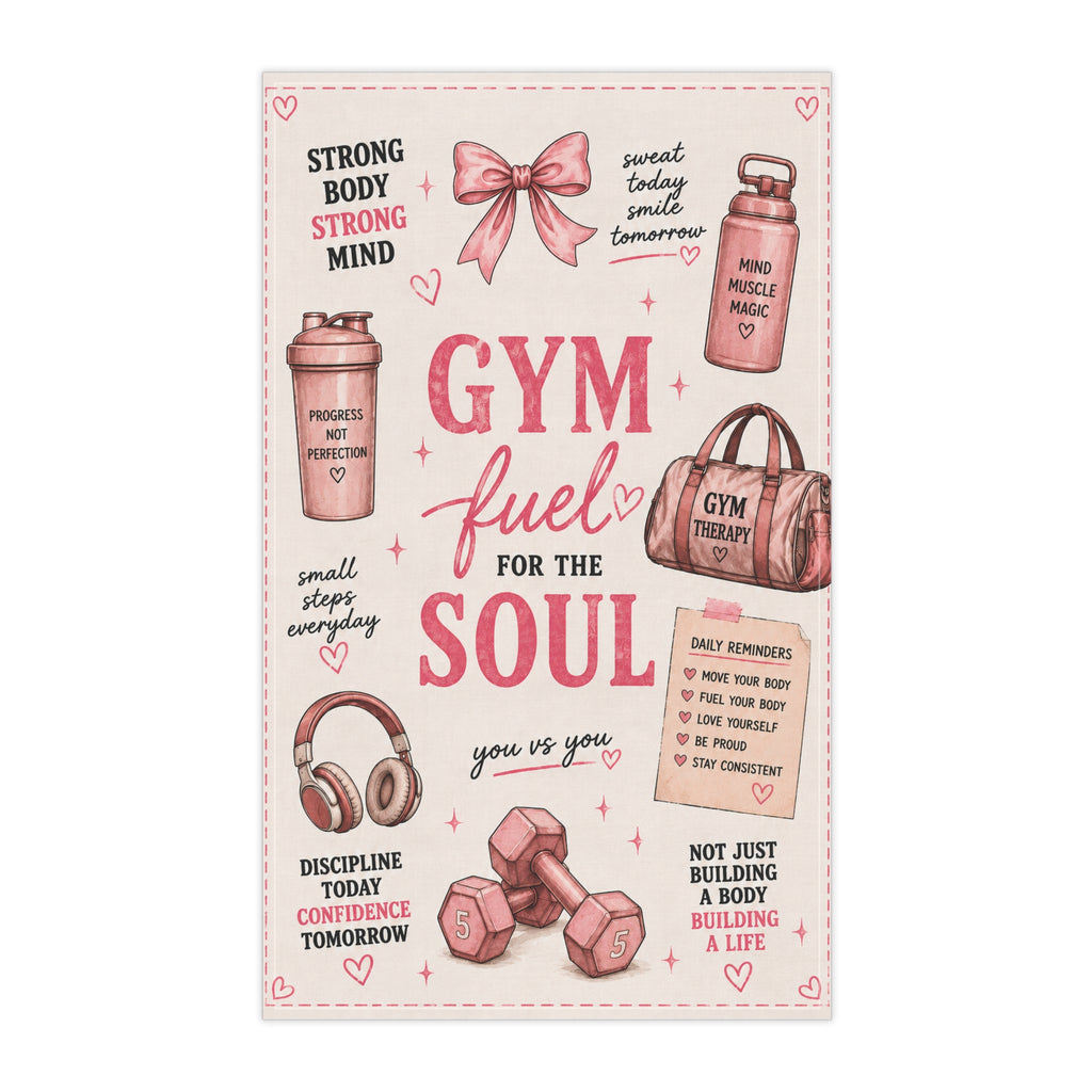 Gym Fuel for the Soul Cotton Tea Towel – Motivational Fitness Design