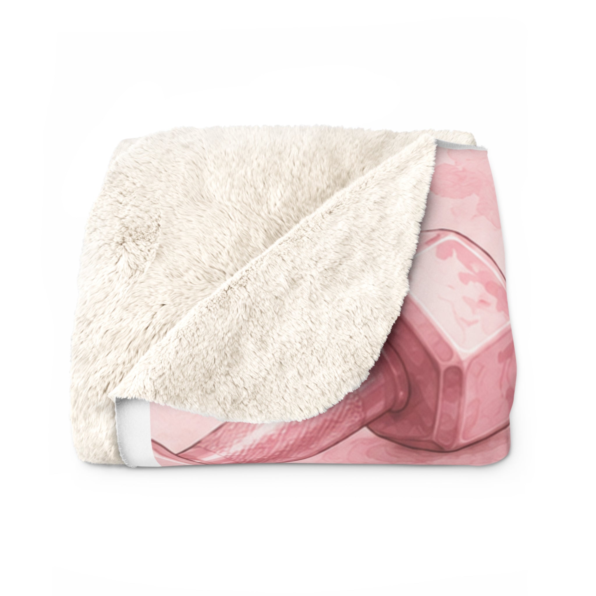Pink Dumbbell Sherpa Blanket — Cozy Fitness Fleece Throw