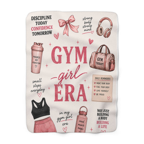 Gym Girl Era Sherpa Fleece Blanket — Motivational Fitness Throw