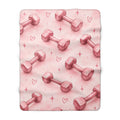 Pink Dumbbell Sherpa Blanket — Cozy Fitness Fleece Throw