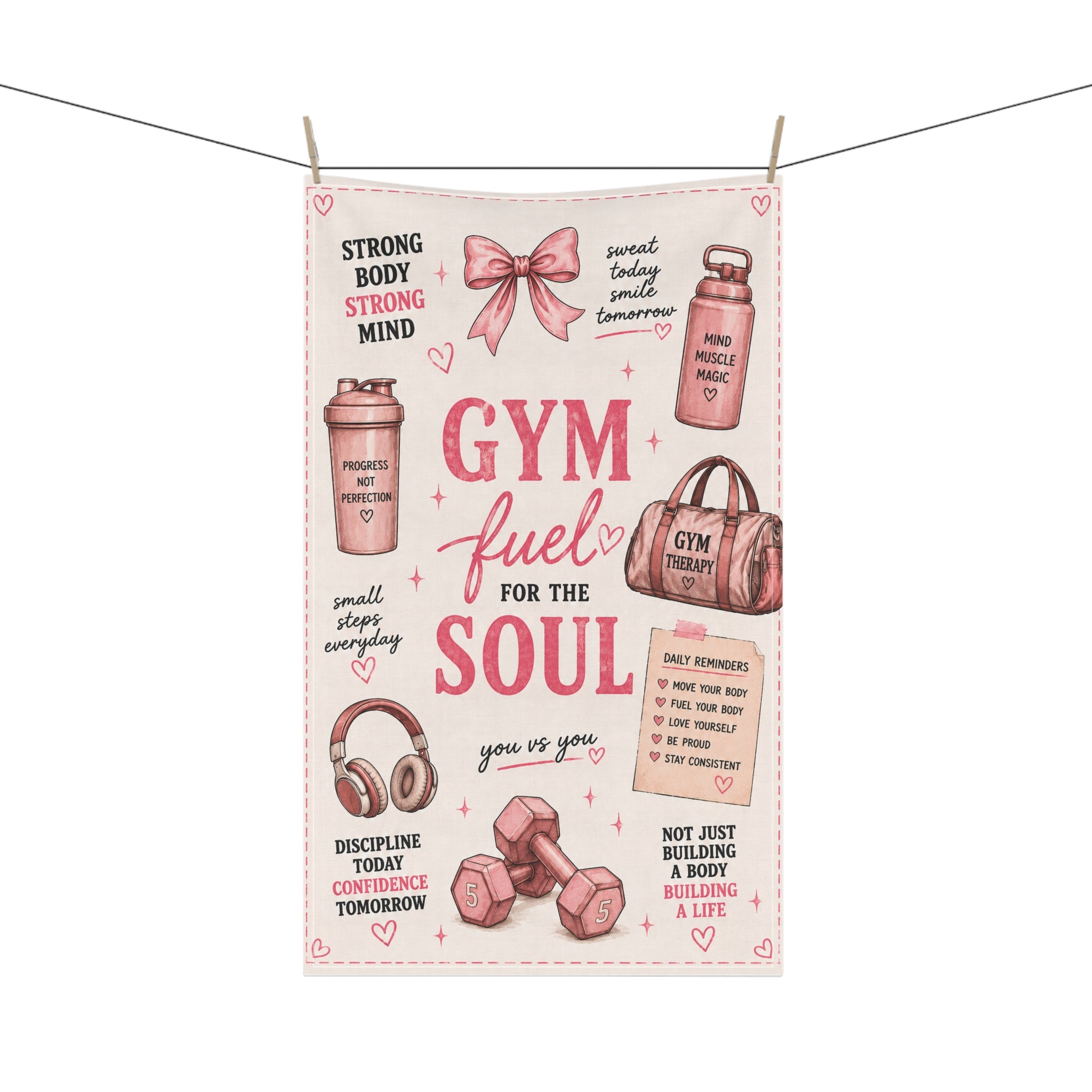 Gym Fuel for the Soul Cotton Tea Towel – Motivational Fitness Design