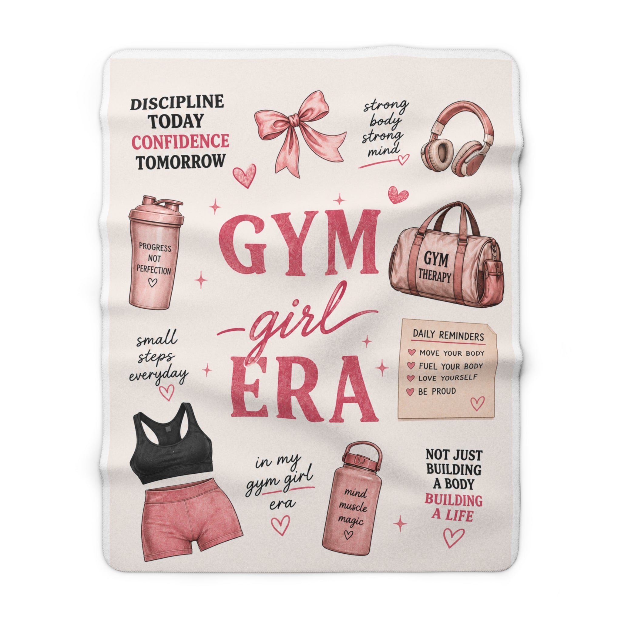 Gym Girl Era Sherpa Fleece Blanket — Motivational Fitness Throw